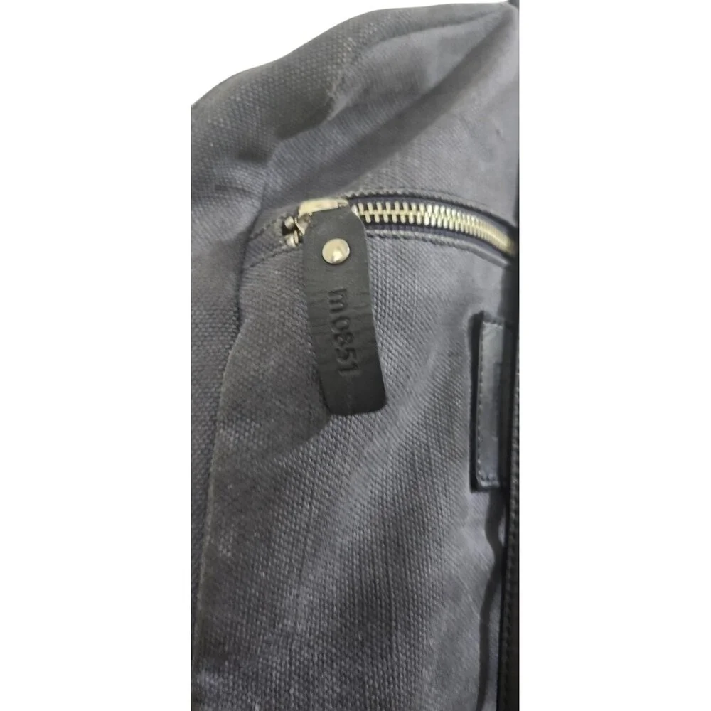 M0851 Leather & Canvas Backpack Black/ Blue